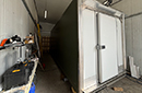 20ft game larder, 15ft chill cold storage area, 5ft prep area with a sink, drain gully, 3 twin track rails with carcass loading rail, hooks and gambrels, all runs on single phase standby.